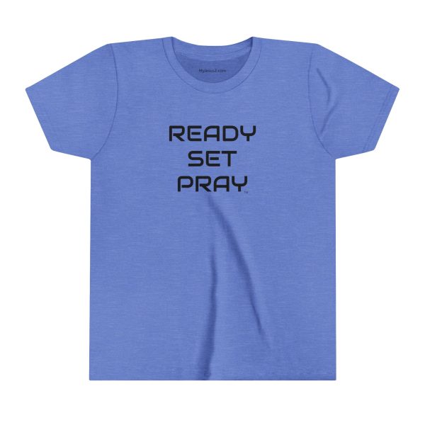 READY SET PRAY Kids Short Sleeve Tee Black Letters TM