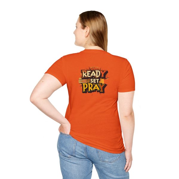 READY SET PRAY w/ Picture On Back Unisex Softstyle T-Shirt TM - Image 42