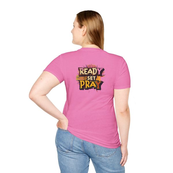 READY SET PRAY w/ Picture On Back Unisex Softstyle T-Shirt TM - Image 102