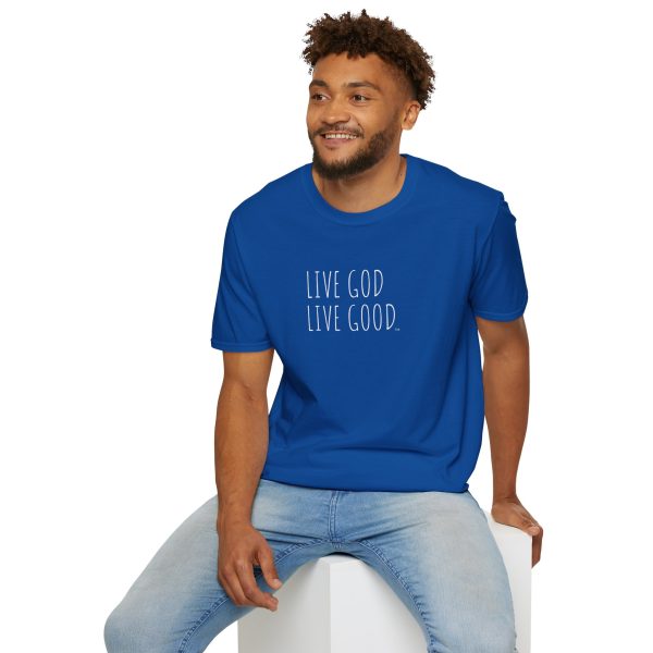 LIVE GOD LIVE GOOD Unisex Softstyle T-Shirt White Letters TM - Image 84