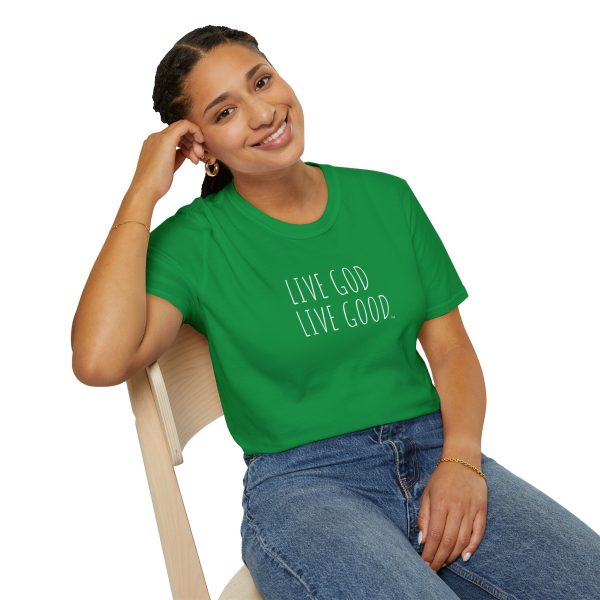 LIVE GOD LIVE GOOD Unisex Softstyle T-Shirt White Letters TM - Image 46