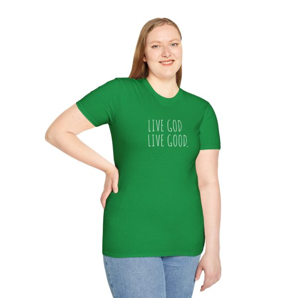 LIVE GOD LIVE GOOD Unisex Softstyle T-Shirt White Letters TM - Image 41