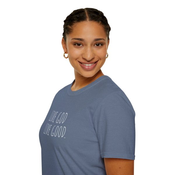 LIVE GOD LIVE GOOD Unisex Softstyle T-Shirt White Letters TM - Image 57