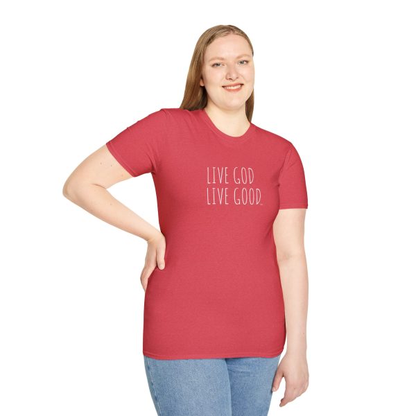 LIVE GOD LIVE GOOD Unisex Softstyle T-Shirt White Letters TM - Image 89