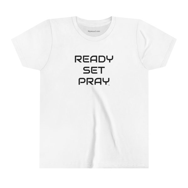 READY SET PRAY Kids Short Sleeve Tee Black Letters TM - Image 5