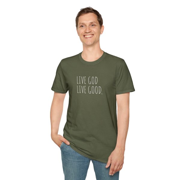 LIVE GOD LIVE GOOD Unisex Softstyle T-Shirt White Letters TM - Image 31