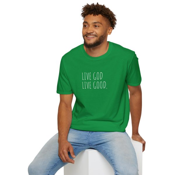 LIVE GOD LIVE GOOD Unisex Softstyle T-Shirt White Letters TM - Image 48