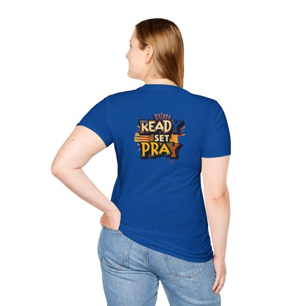 READY SET PRAY w/ Picture On Back Unisex Softstyle T-Shirt TM - Image 90