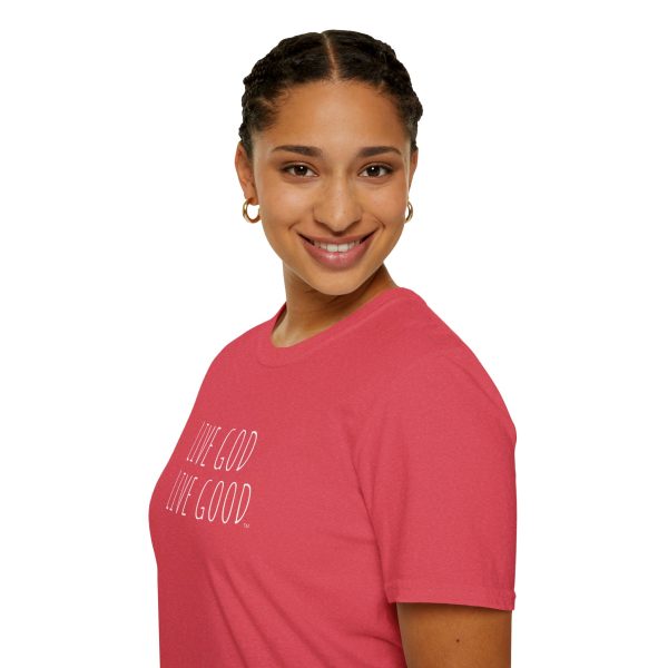 LIVE GOD LIVE GOOD Unisex Softstyle T-Shirt White Letters TM - Image 93