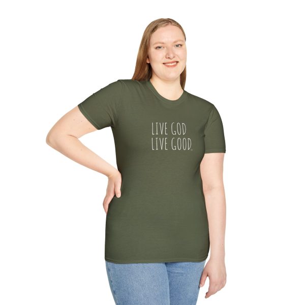 LIVE GOD LIVE GOOD Unisex Softstyle T-Shirt White Letters TM - Image 29