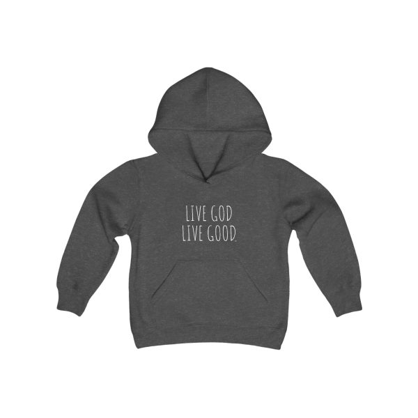 Heavy Blend Kids Hooded Sweatshirt LIVE GOD LIVE GOOD TM - Image 7