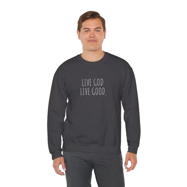 Unisex Heavy Blend Crewneck Sweatshirt LIVE GOD LIVE GOOD TM - Image 6