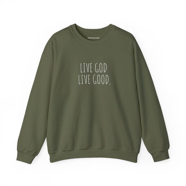 Unisex Heavy Blend Crewneck Sweatshirt LIVE GOD LIVE GOOD TM - Image 7