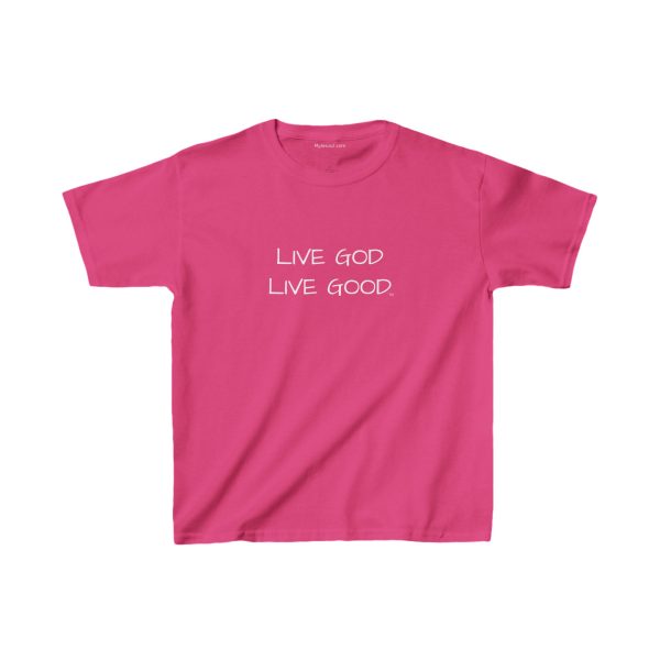 LIVE GOD LIVE GOOD Kids Heavy Cotton Tee White Letters TM - Image 15