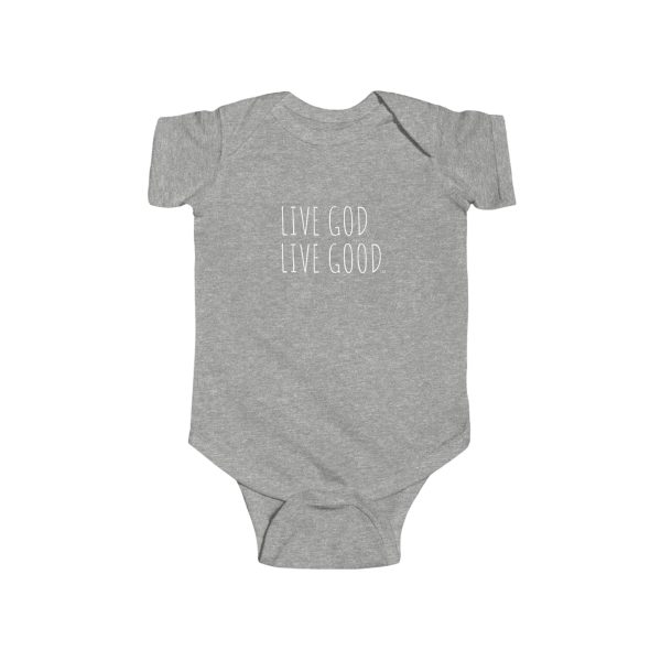 Infant Fine Jersey Bodysuit LIVE GOD LIVE GOOD White Letters TM