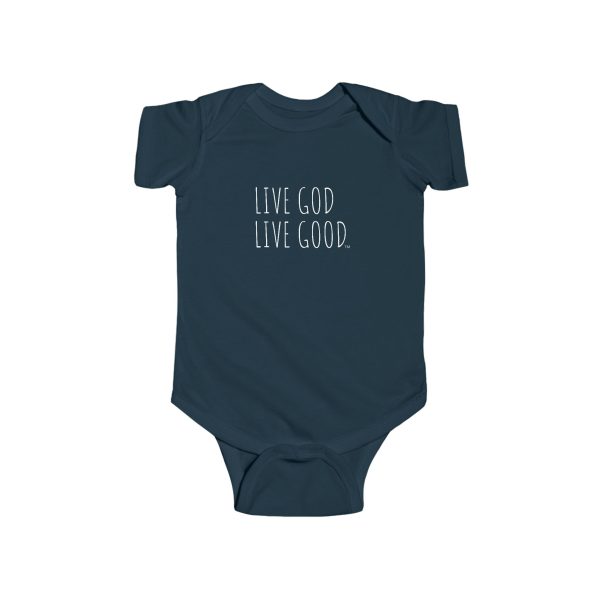 Infant Fine Jersey Bodysuit LIVE GOD LIVE GOOD White Letters TM - Image 9