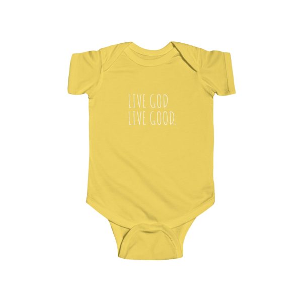 Infant Fine Jersey Bodysuit LIVE GOD LIVE GOOD White Letters TM - Image 3