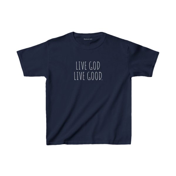 LIVE GOD LIVE GOOD Kids Heavy Cotton Tee White Letters TM - Image 13