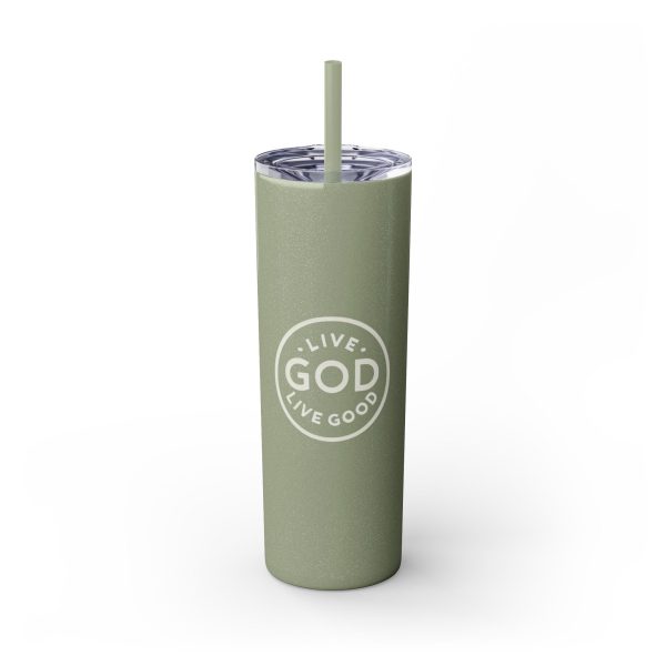 Cup Skinny Tumbler with Straw, 20oz LIVE GOD LIVE GOOD TM - Image 25