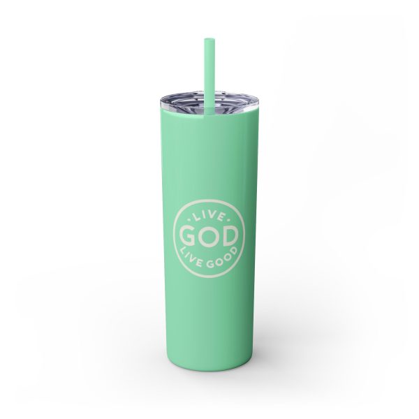 Cup Skinny Tumbler with Straw, 20oz LIVE GOD LIVE GOOD TM - Image 33