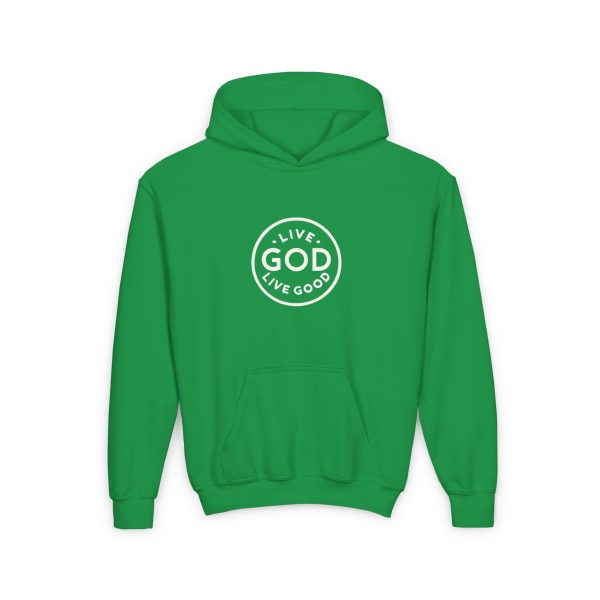 Kids Heavy Blend Hooded Sweatshirt LIVE GOD LIVE GOOD TM - Image 11