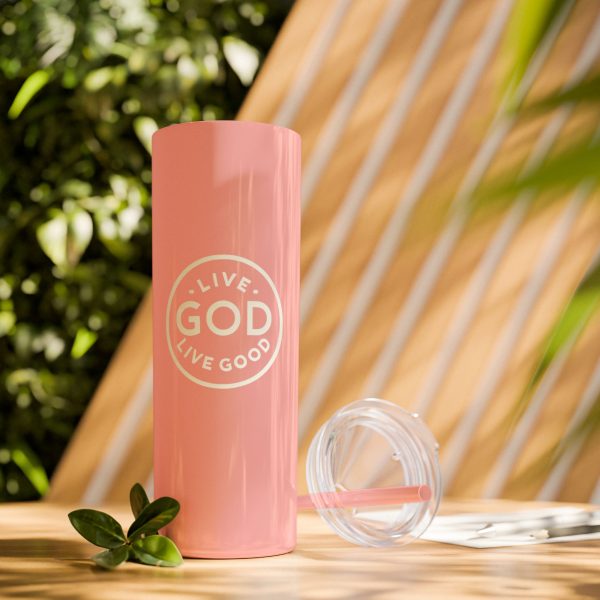 Cup Skinny Tumbler with Straw, 20oz LIVE GOD LIVE GOOD TM - Image 7