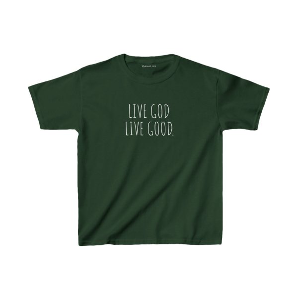 LIVE GOD LIVE GOOD Kids Heavy Cotton Tee White Letters TM - Image 9