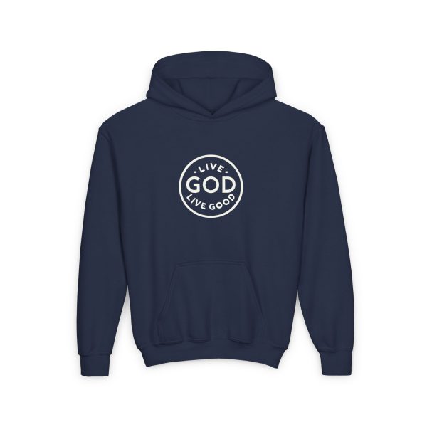 Kids Heavy Blend Hooded Sweatshirt LIVE GOD LIVE GOOD TM - Image 17