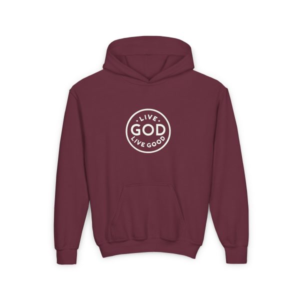 Kids Heavy Blend Hooded Sweatshirt LIVE GOD LIVE GOOD TM