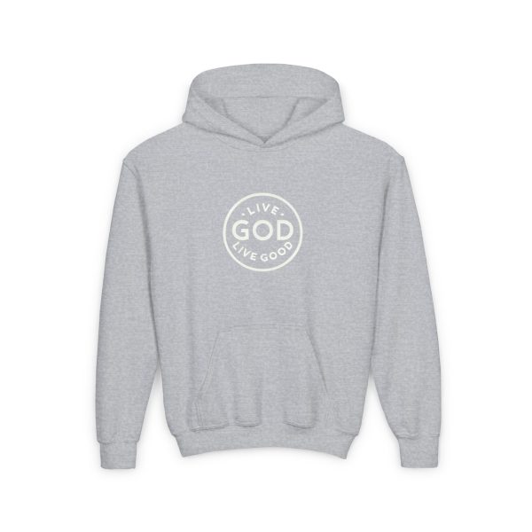 Kids Heavy Blend Hooded Sweatshirt LIVE GOD LIVE GOOD TM - Image 5