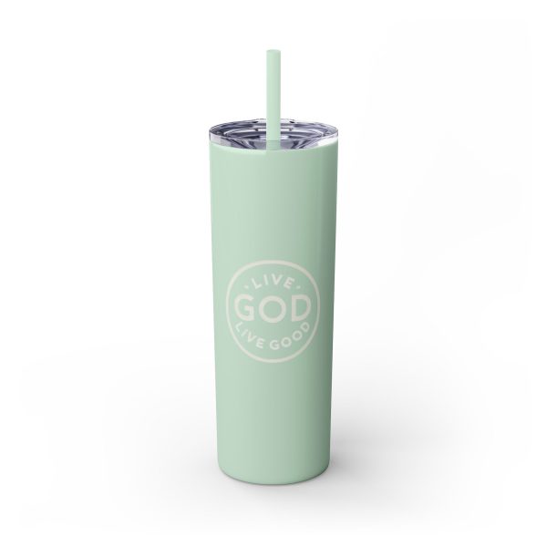 Cup Skinny Tumbler with Straw, 20oz LIVE GOD LIVE GOOD TM - Image 29