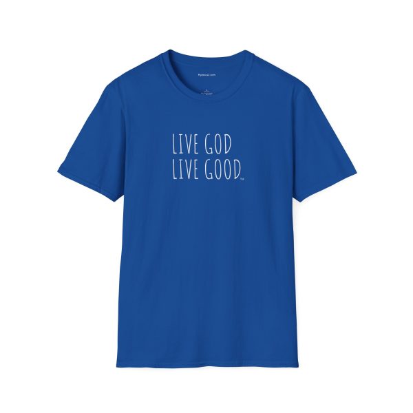 LIVE GOD LIVE GOOD Unisex Softstyle T-Shirt White Letters TM - Image 5