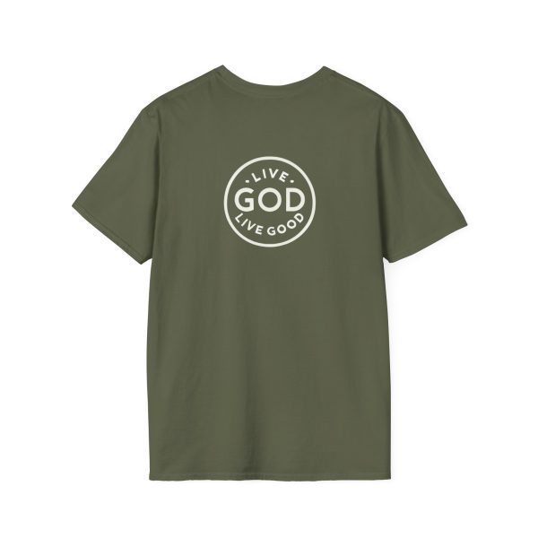 LIVE GOD LIVE GOOD w/ Picture On Back Unisex Softstyle T-Shirt TM - Image 8