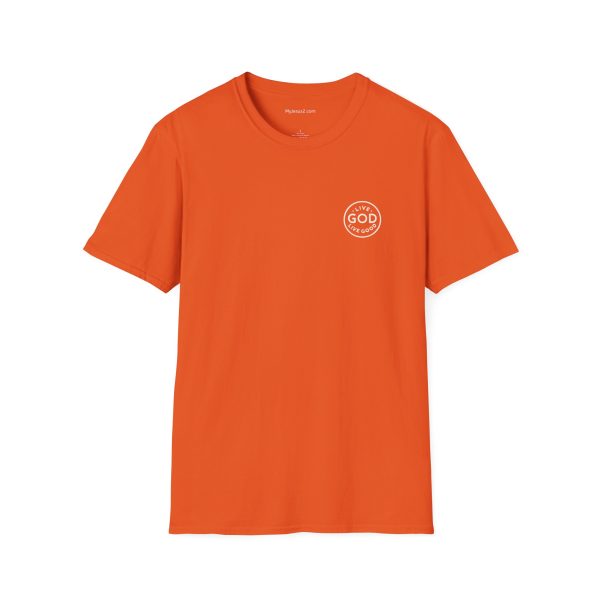LIVE GOD LIVE GOOD w/ Picture On Back Unisex Softstyle T-Shirt TM - Image 3