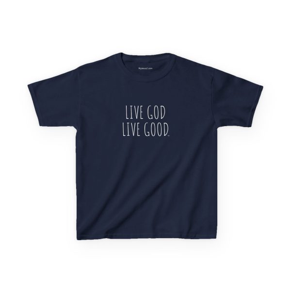 LIVE GOD LIVE GOOD Kids Heavy Cotton Tee White Letters TM - Image 7