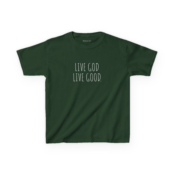 LIVE GOD LIVE GOOD Kids Heavy Cotton Tee White Letters TM - Image 5