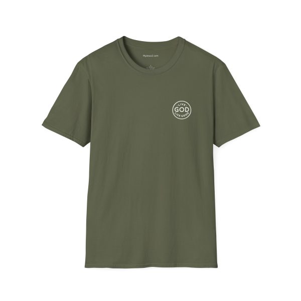 LIVE GOD LIVE GOOD w/ Picture On Back Unisex Softstyle T-Shirt TM - Image 7