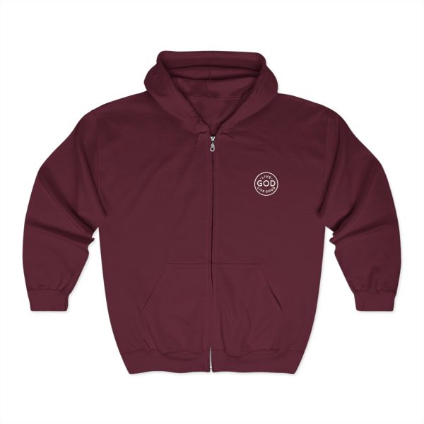 Unisex Blend Heavy Full Zip Hooded Sweatshirt LIVE GOD LIVE GOOD TM - Image 7