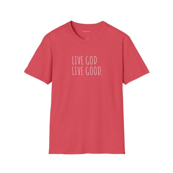 LIVE GOD LIVE GOOD Unisex Softstyle T-Shirt White Letters TM - Image 11