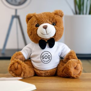 A Teddy Bear with T-Shirt LIVE GOD LIVE GOOD TM