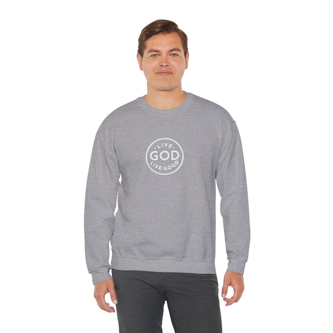 Unisex Heavy Blend Crewneck Sweatshirt LIVE GOD LIVE GOOD TM - Image 8