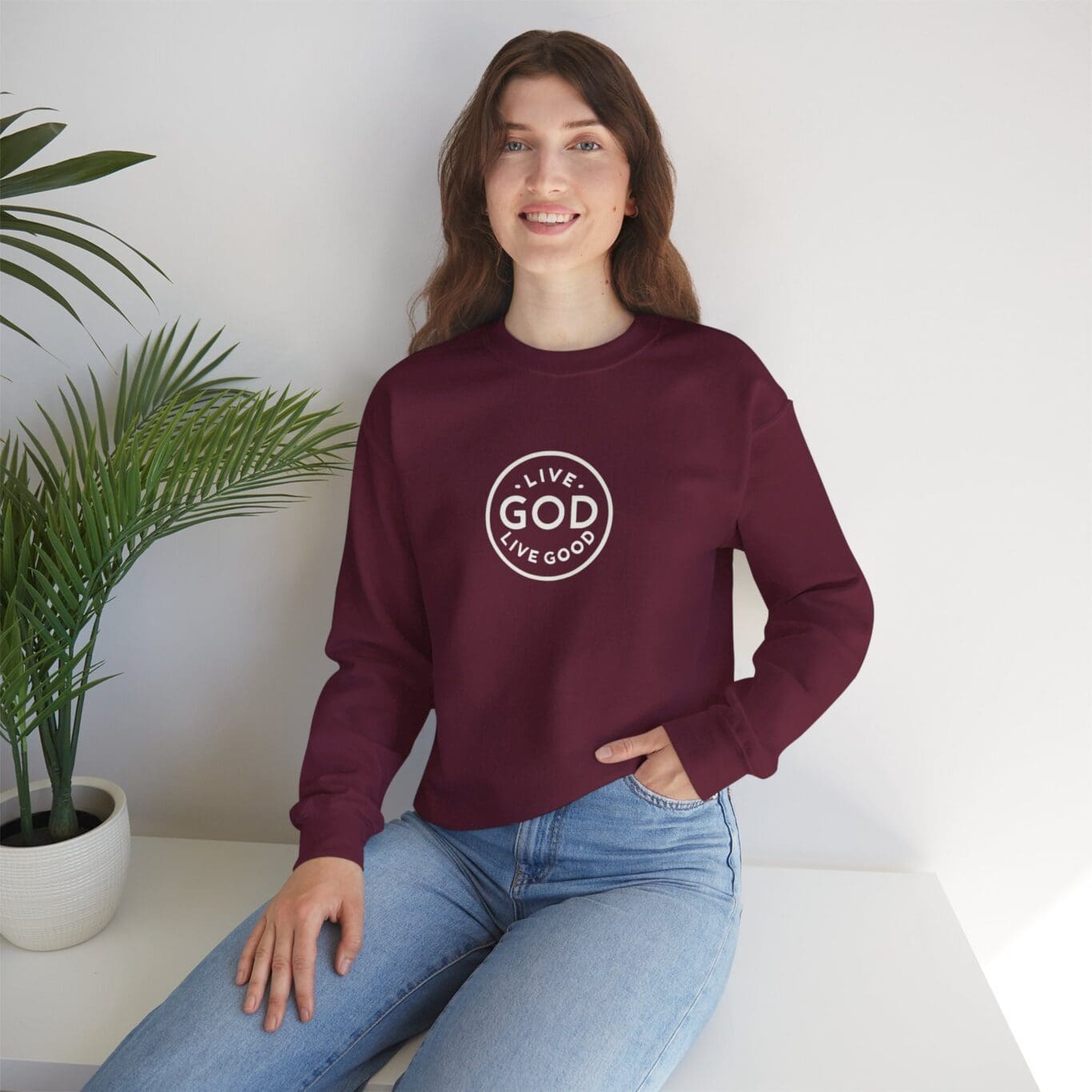 Unisex Heavy Blend Crewneck Sweatshirt LIVE GOD LIVE GOOD TM - Image 11