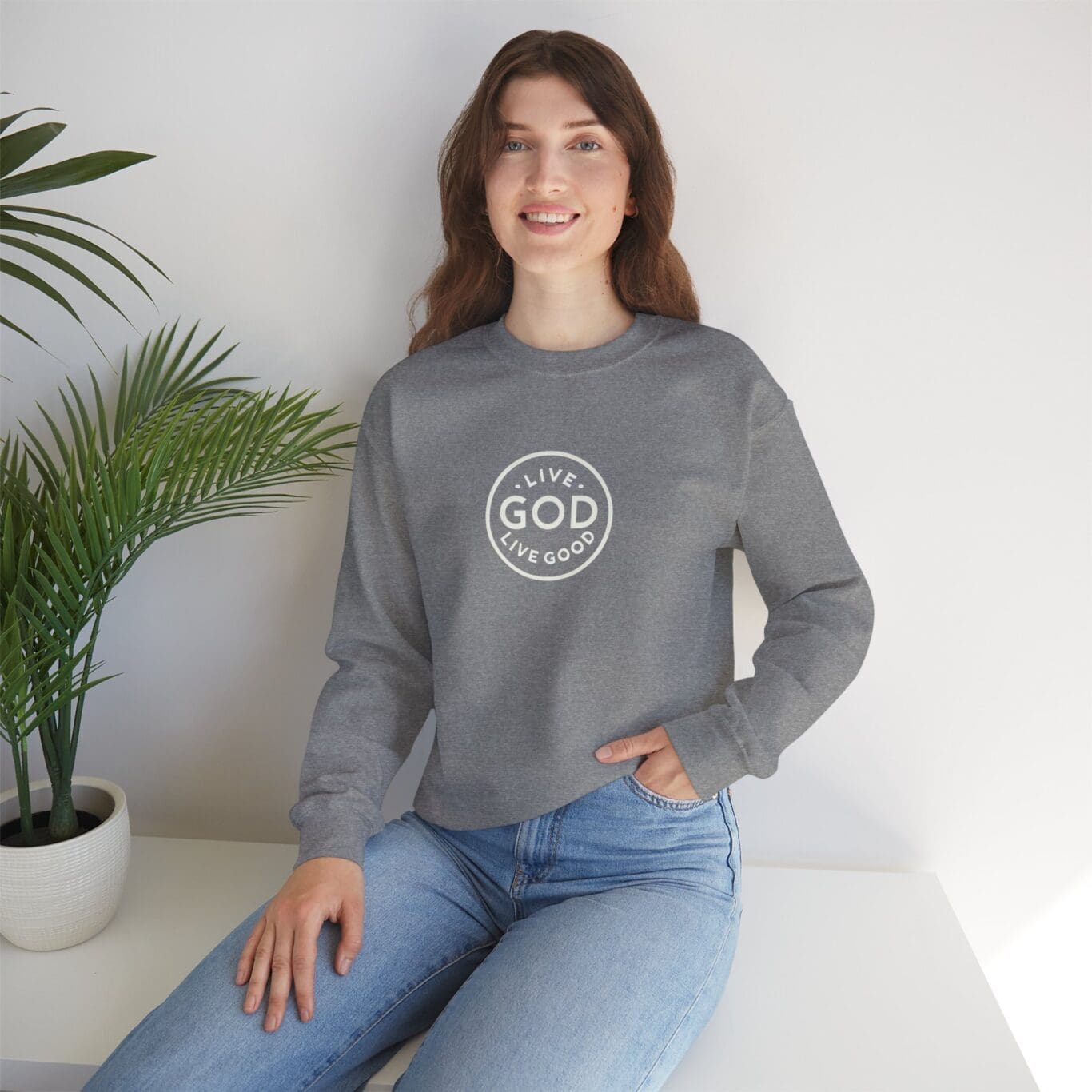 Unisex Heavy Blend Crewneck Sweatshirt LIVE GOD LIVE GOOD TM - Image 19