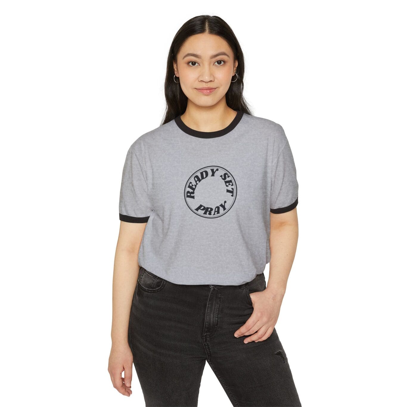 READY SET PRAY Unisex Cotton Ringer T-Shirt TM - Image 2