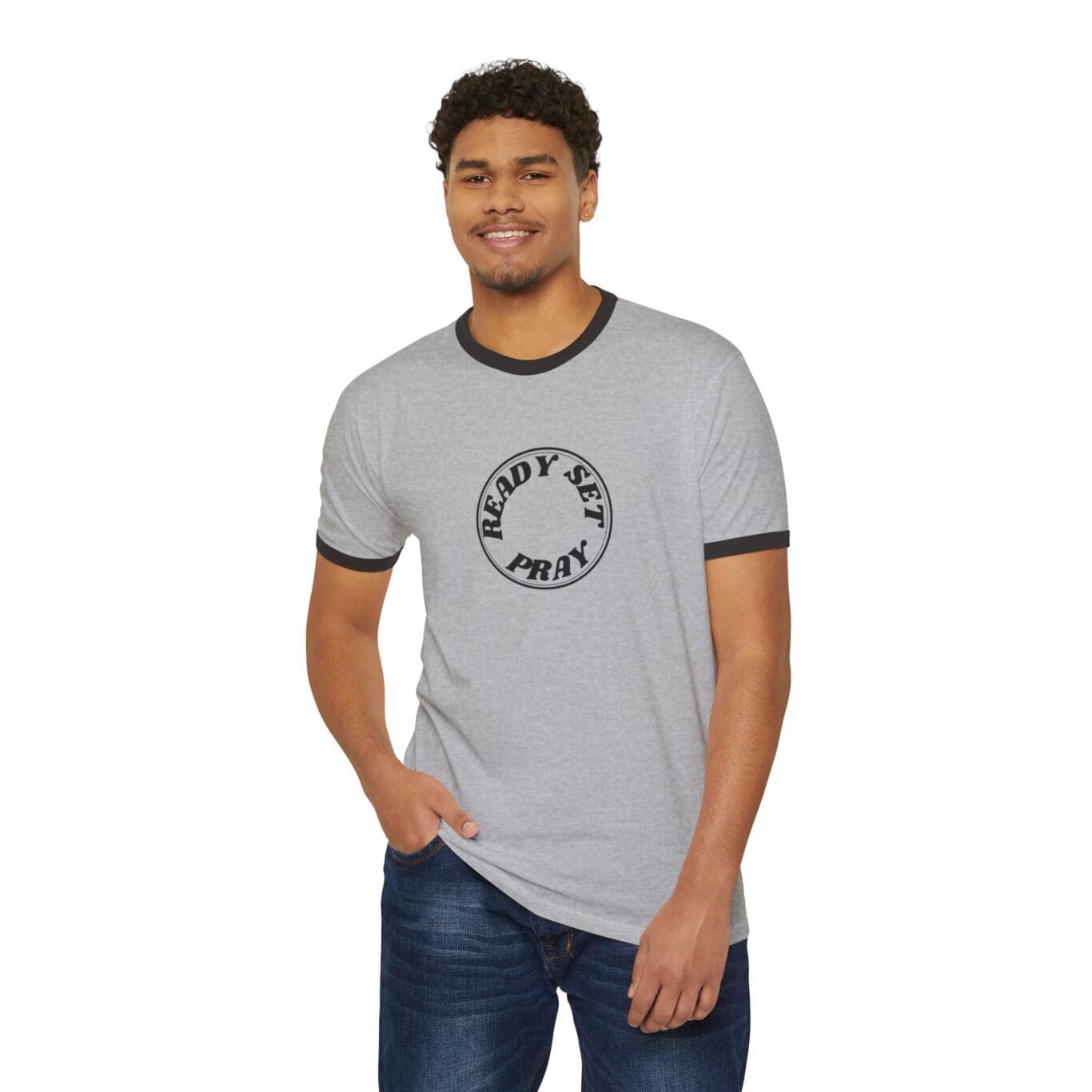 READY SET PRAY Unisex Cotton Ringer T-Shirt TM - Image 3