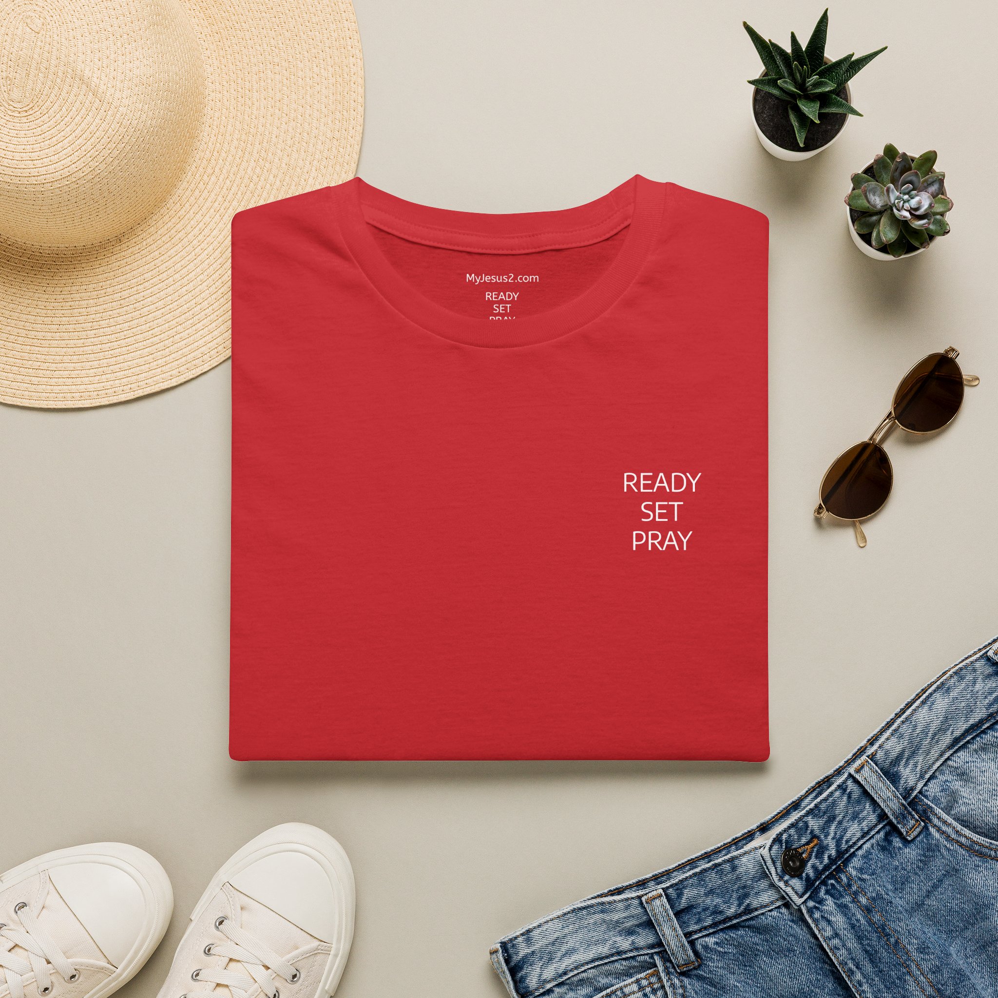 READY SET PRAY w/ Picture On Back Unisex Softstyle T-Shirt TM - Image 3