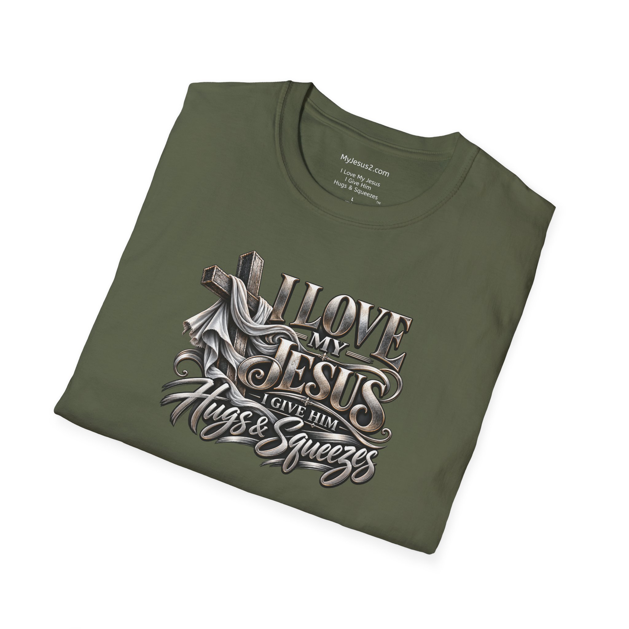 I Love My Jesus I Give Him Hugs & Squeezes Unisex Softstyle T-Shirt TM - Image 2